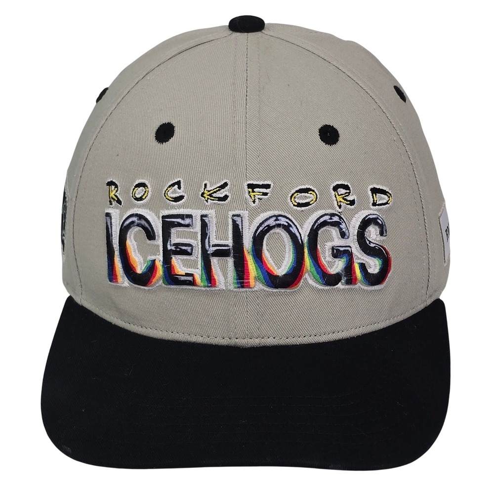 Melon Wear Rockford IceHogs Stuk One Snapback Hat Grey Black Rainbow AHL Hockey